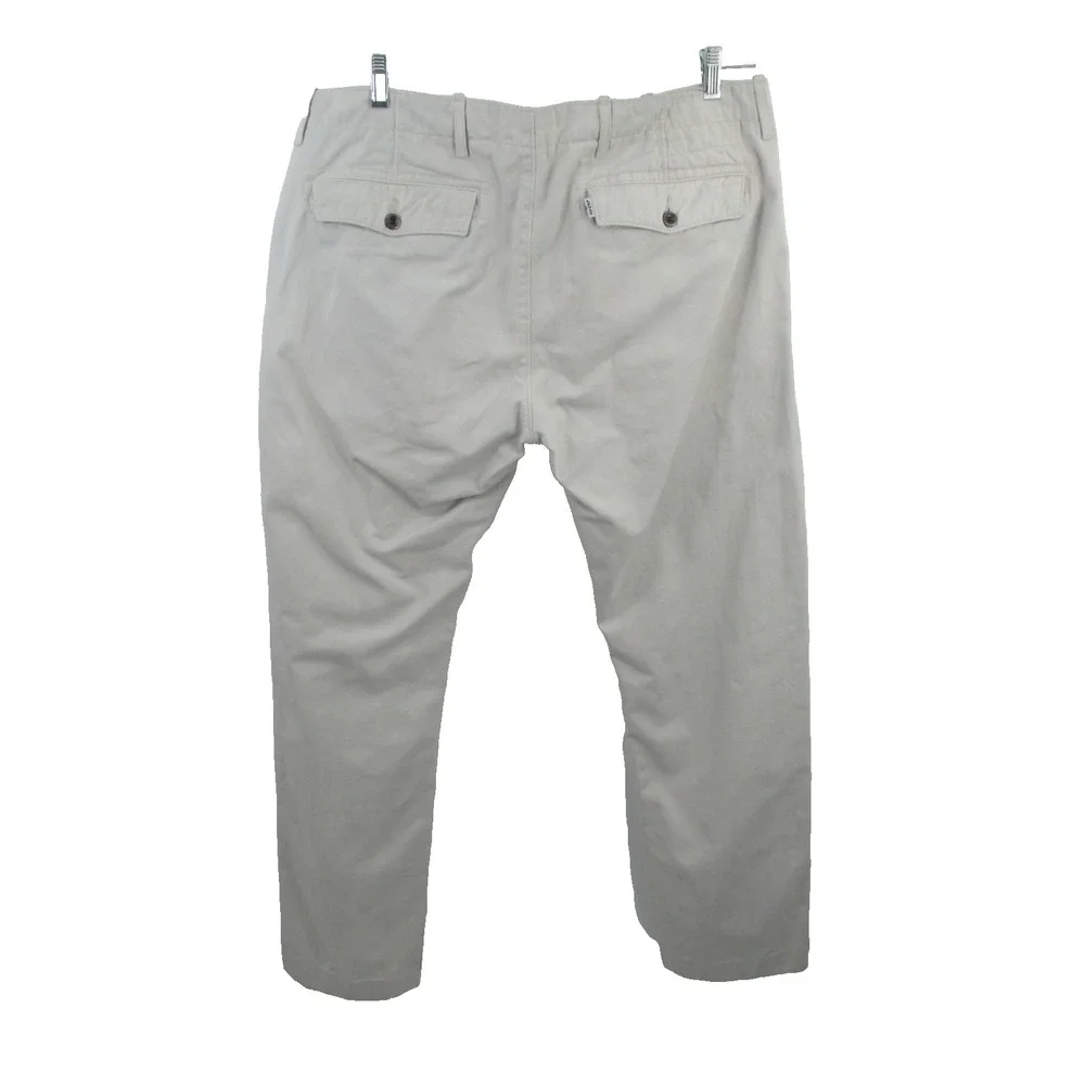 Levi Strauss Men 36x32 White Khaki Chino Pants Flat Front Mid Rise Straight